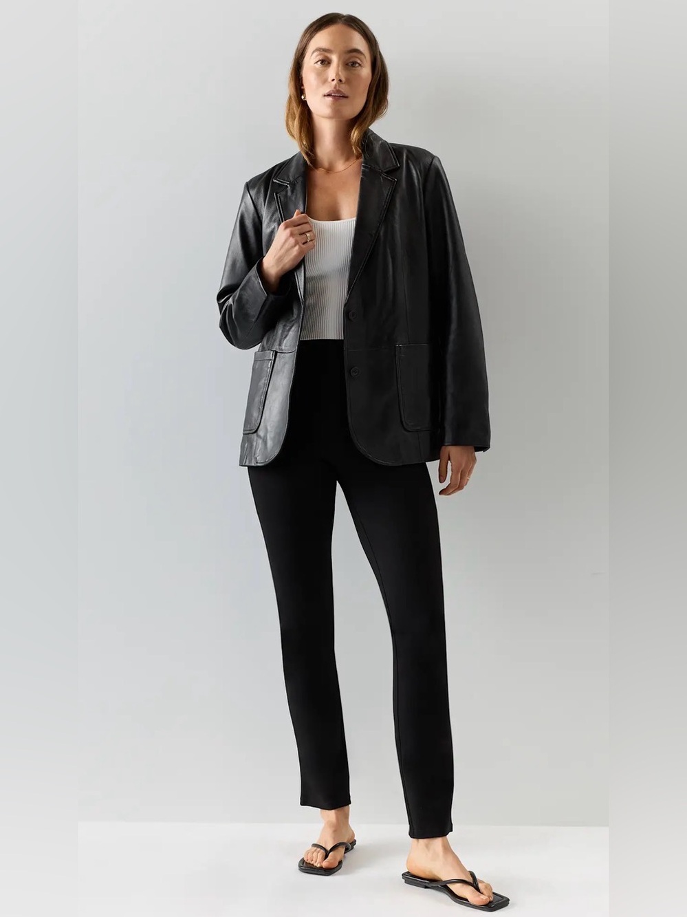Quince Stretch Ponte Straight Leg Black , size M